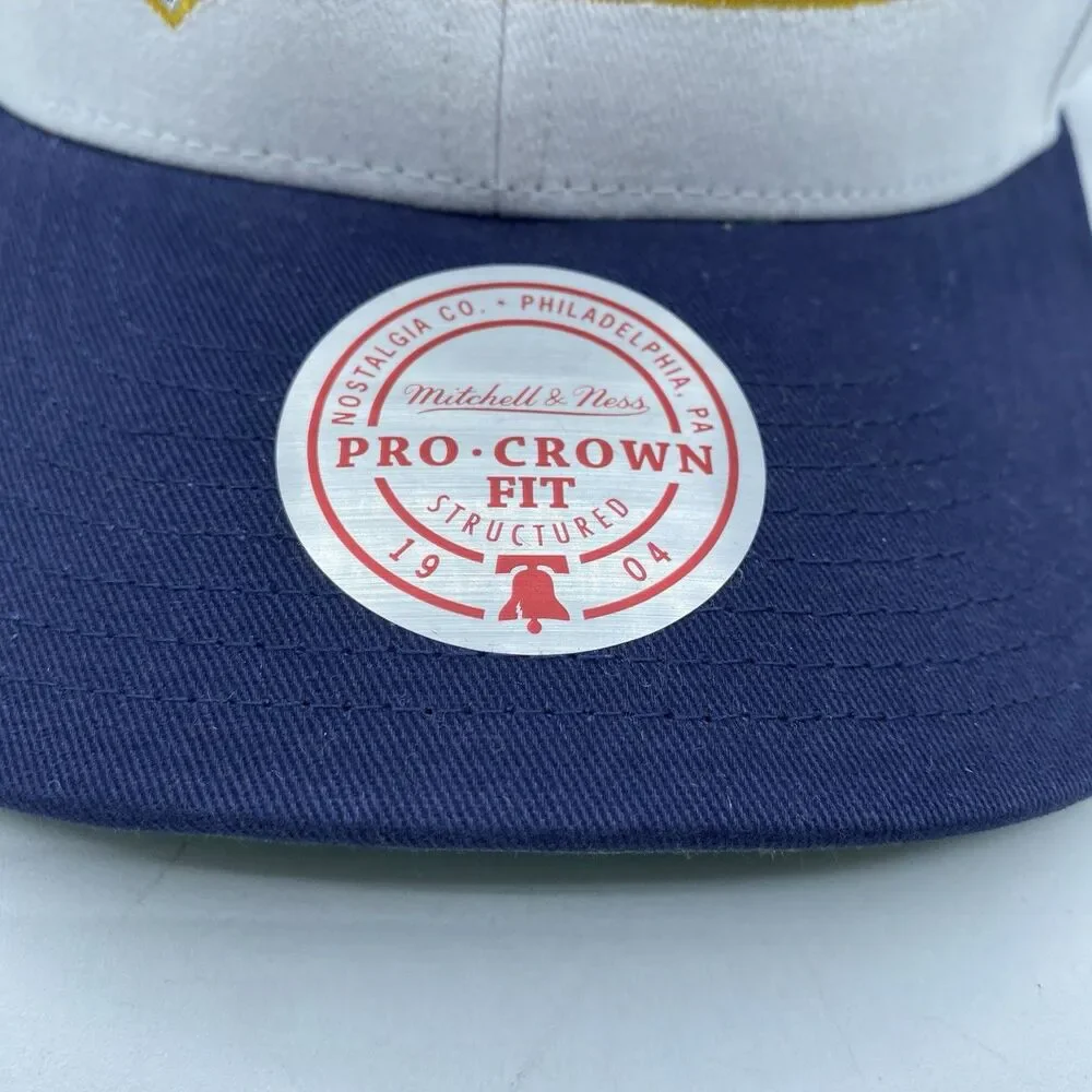 Michigan Wolverines Mitchell & Ness Hat Pro Crown Snapback White Blue NCAA NWOT